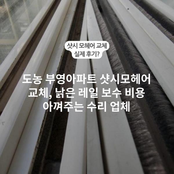 도농 부영아파트 샷시모헤어 교체, 낡은 레일 보수 비용 아껴주는 수리 업체