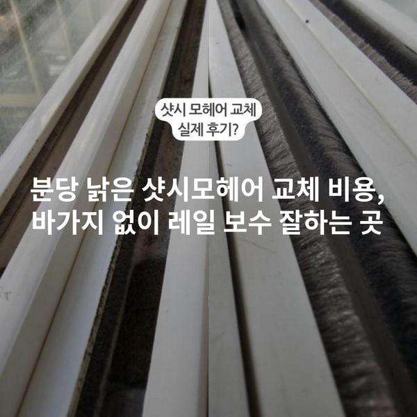 분당 낡은 샷시모헤어 교체 비용, 바가지 없이 레일 보수 잘하는 곳