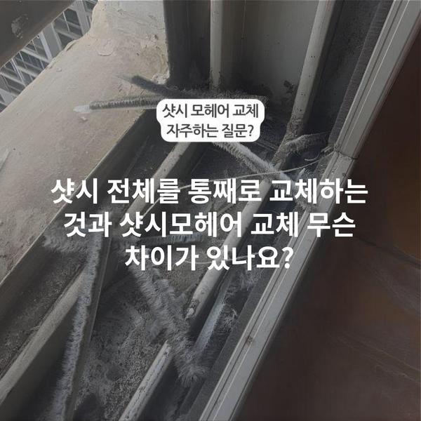 샷시 전체를 통째로 교체하는 것과 샷시모헤어 교체 무슨 차이가 있나요?