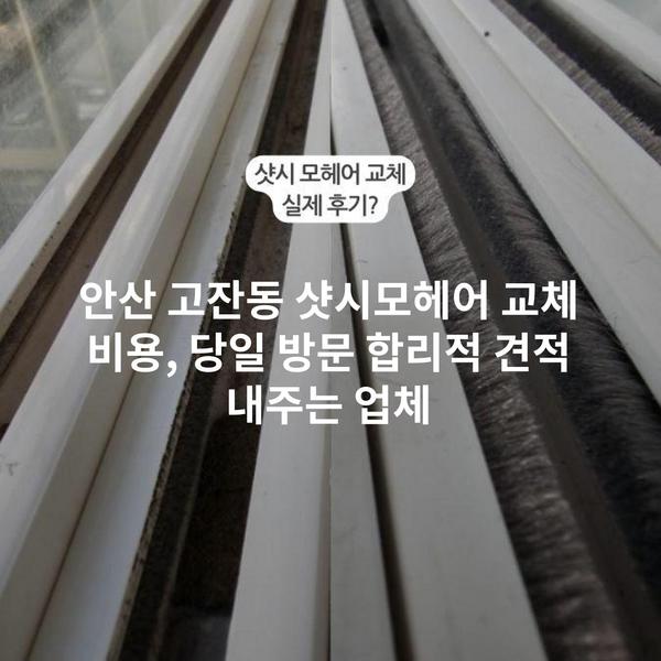 안산 고잔동 샷시모헤어 교체 비용, 당일 방문 합리적 견적 내주는 업체