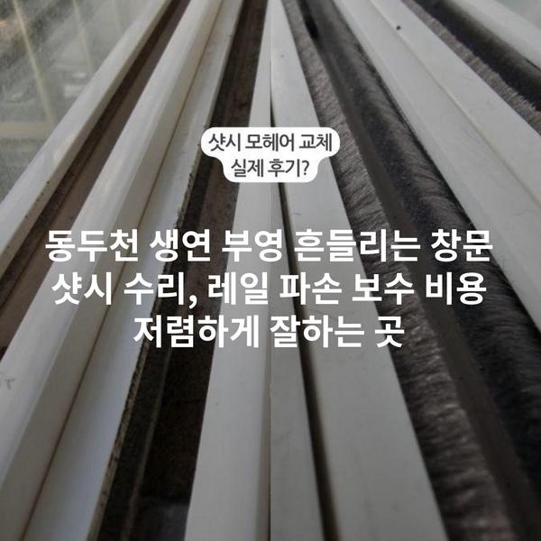 동두천 생연 부영 흔들리는 창문 샷시 수리, 레일 파손 보수 비용 저렴하게 잘하는 곳